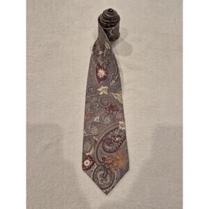 Vintage Bill Blass Lord & Taylor Tie Men Vintage Brown Tan Floral Paisley Silk